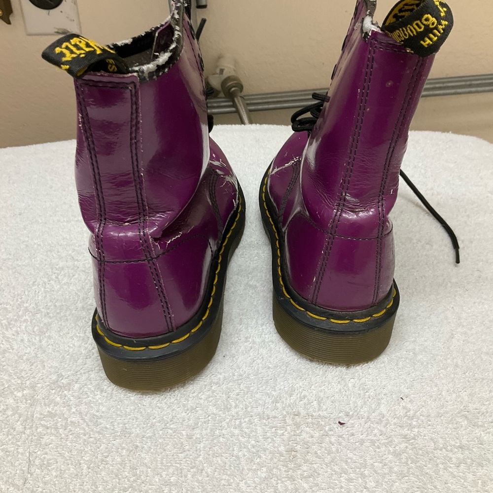 Dr. Martens Shiny Purple Combat Boots - Picture 7 of 13